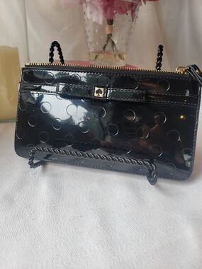 Kate Spade Patent Polka Dot Wristlet Clutch in Black